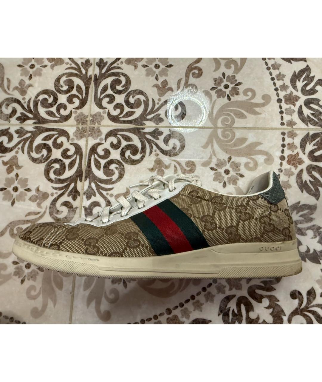 GUCCI Бежевые текстильные кеды, фото 2