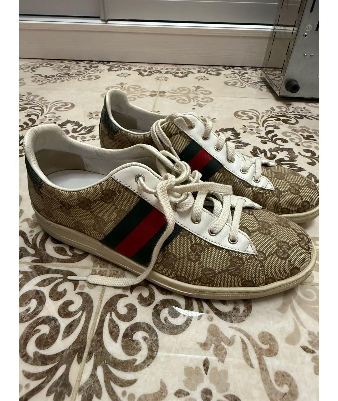 GUCCI Бежевые текстильные кеды, фото 3