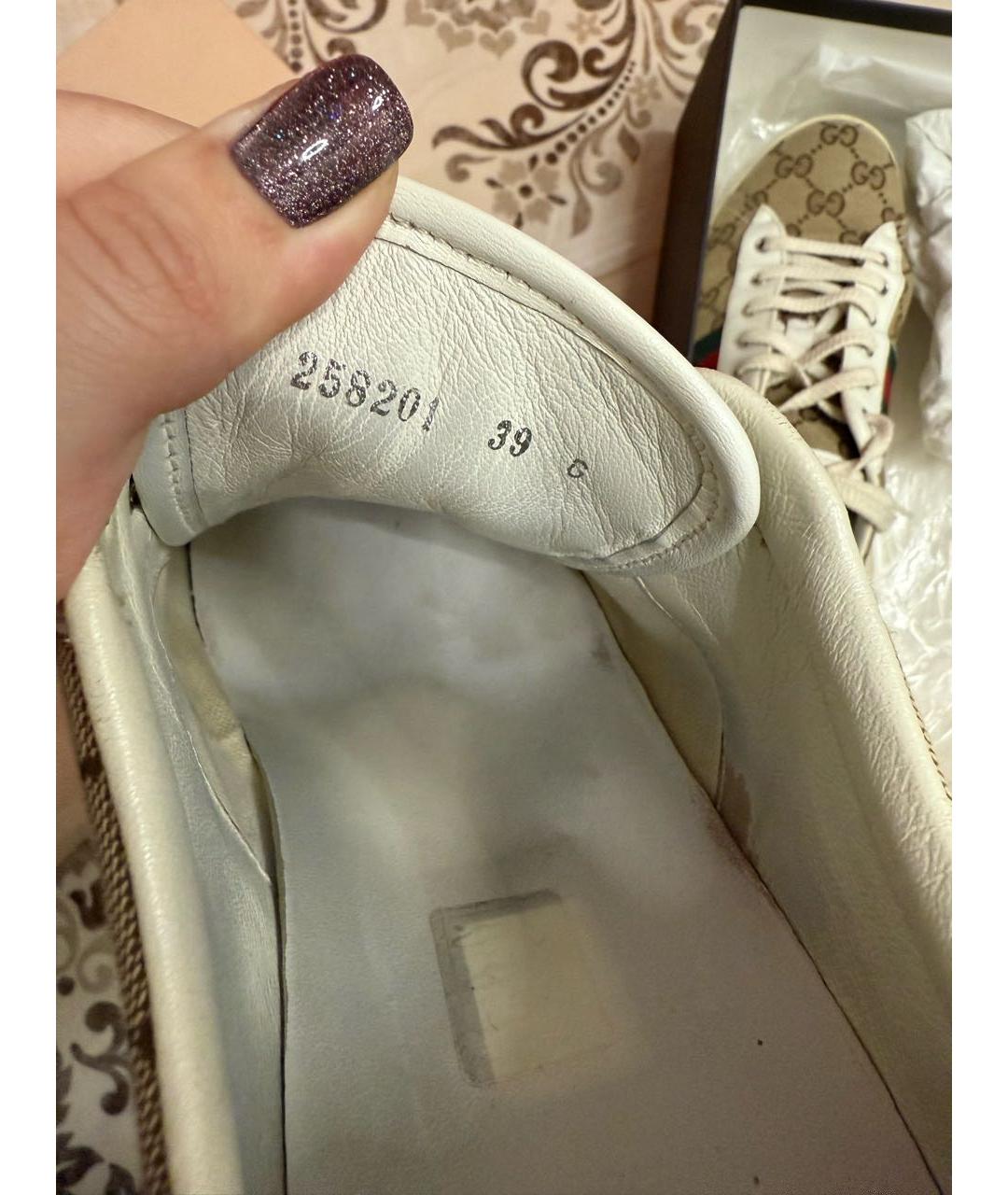 GUCCI Бежевые текстильные кеды, фото 4