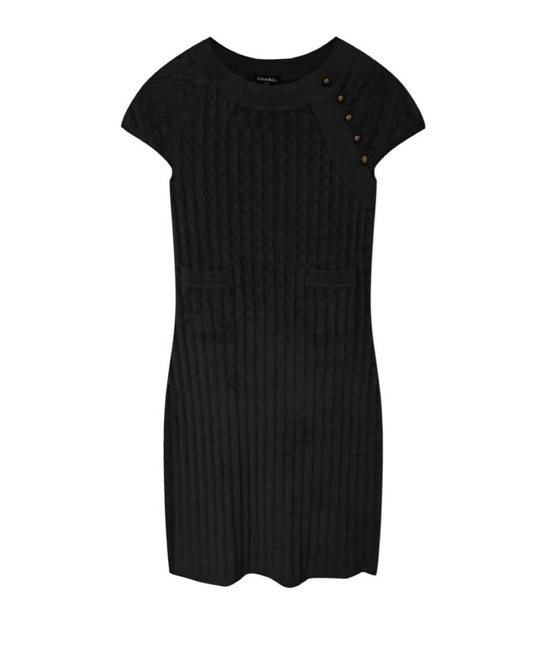 CHANEL Черное вискозное повседневное платье, фото 8