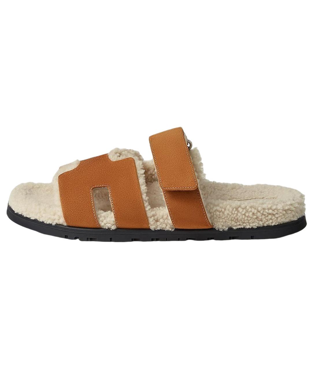 HERMES Коричневые кожаные сандалии, фото 2