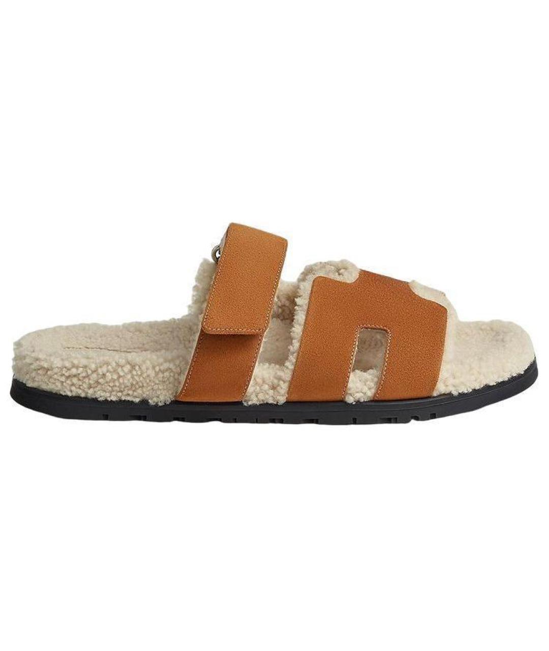 HERMES Коричневые кожаные сандалии, фото 1