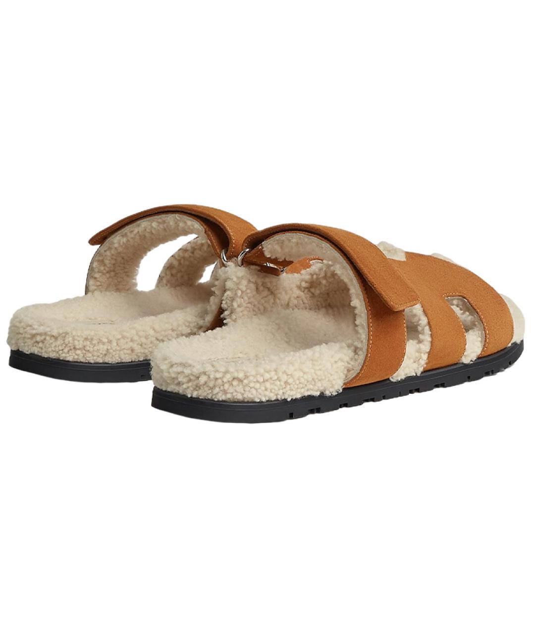 HERMES Коричневые кожаные сандалии, фото 5