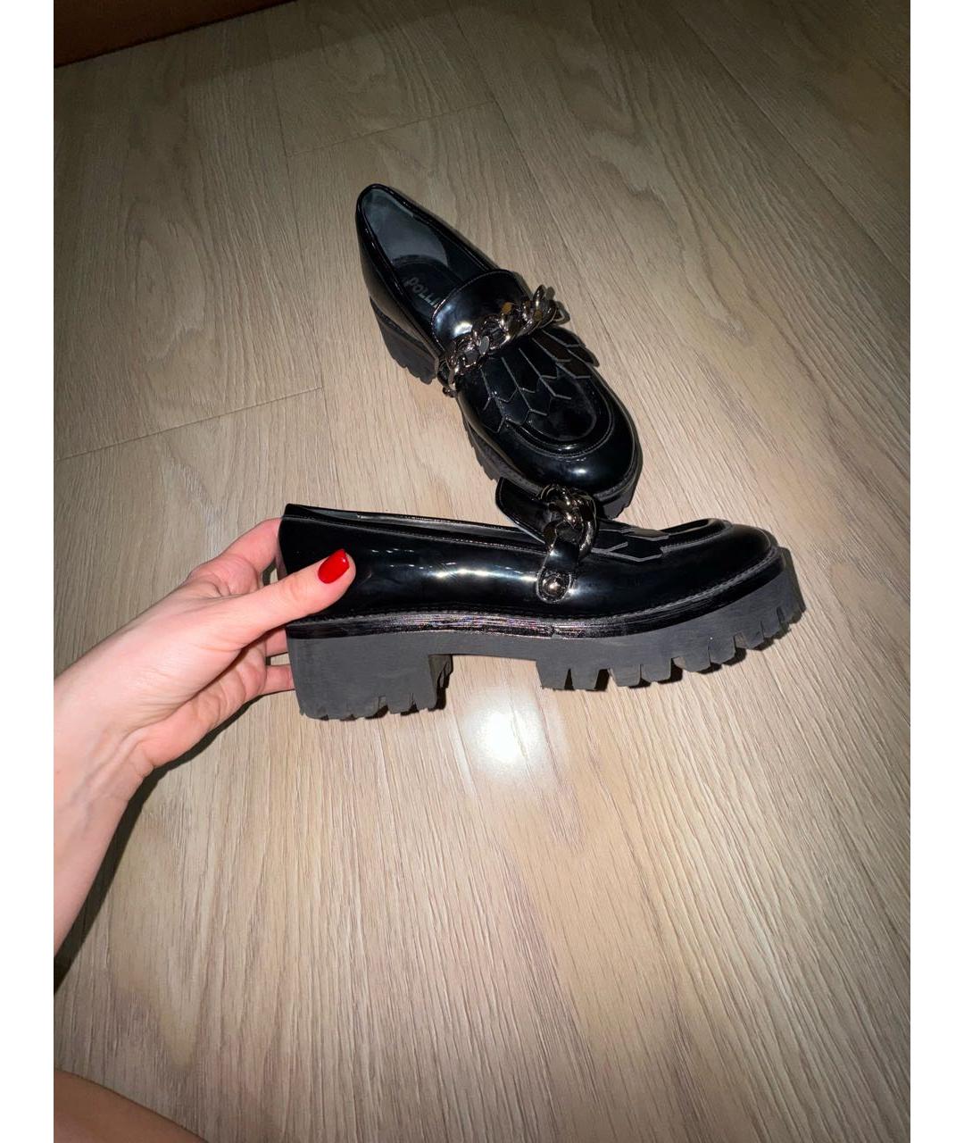 POLLINI Черные лоферы из лакированной кожи, фото 7