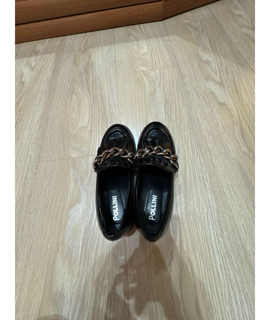 POLLINI Черные лоферы из лакированной кожи, фото 3
