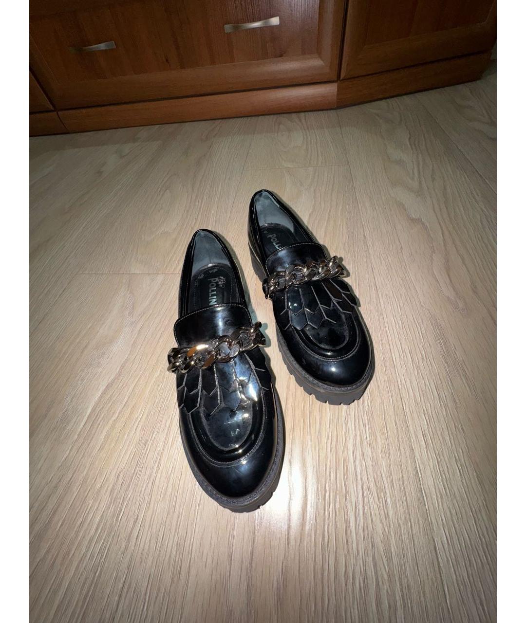 POLLINI Черные лоферы из лакированной кожи, фото 5