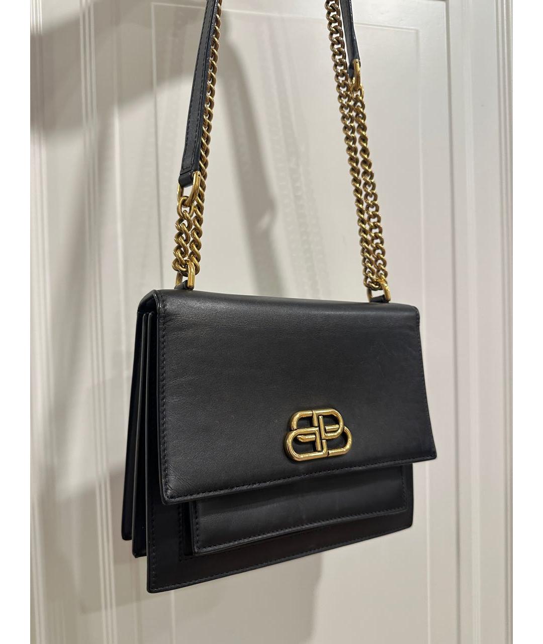 BALENCIAGA Черная кожаная сумка через плечо, фото 5