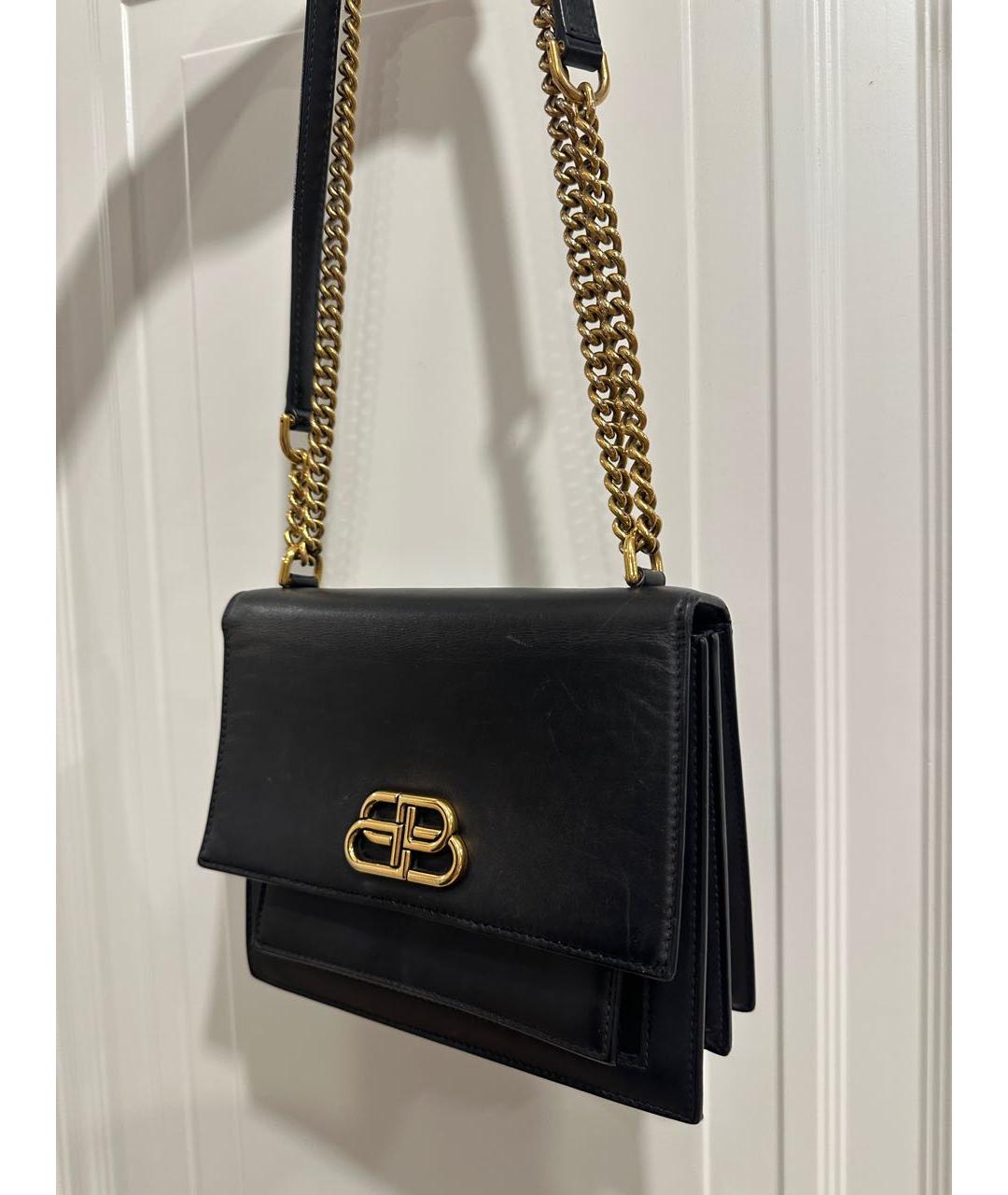 BALENCIAGA Черная кожаная сумка через плечо, фото 4