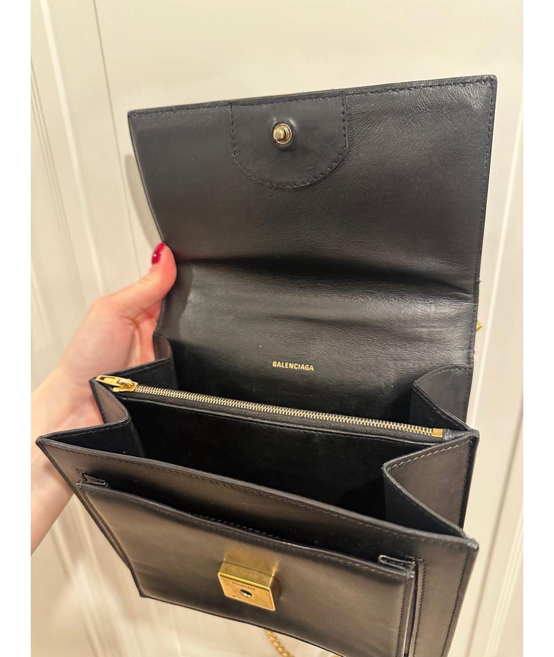 BALENCIAGA Черная кожаная сумка через плечо, фото 8
