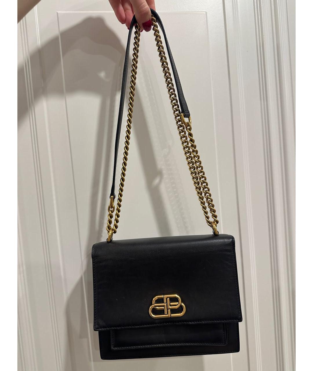 BALENCIAGA Черная кожаная сумка через плечо, фото 9