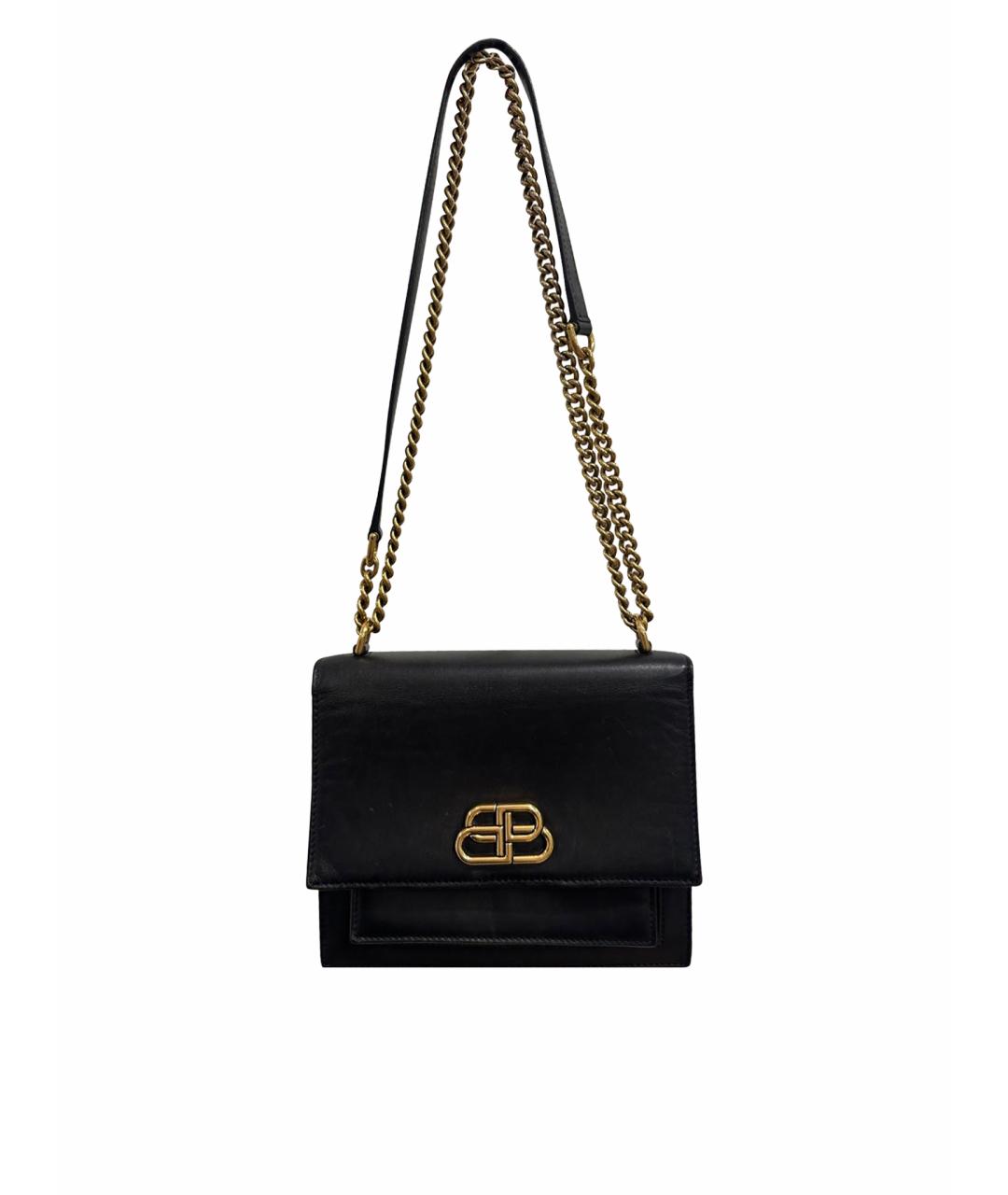 BALENCIAGA Черная кожаная сумка через плечо, фото 1