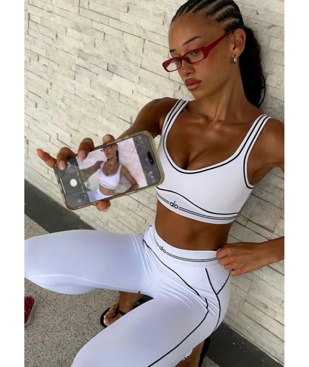 ALO YOGA Белая майка, фото 5