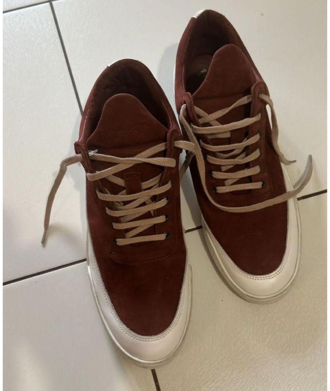 Filling pieces Бордовые кожаные низкие кроссовки / кеды, фото 3