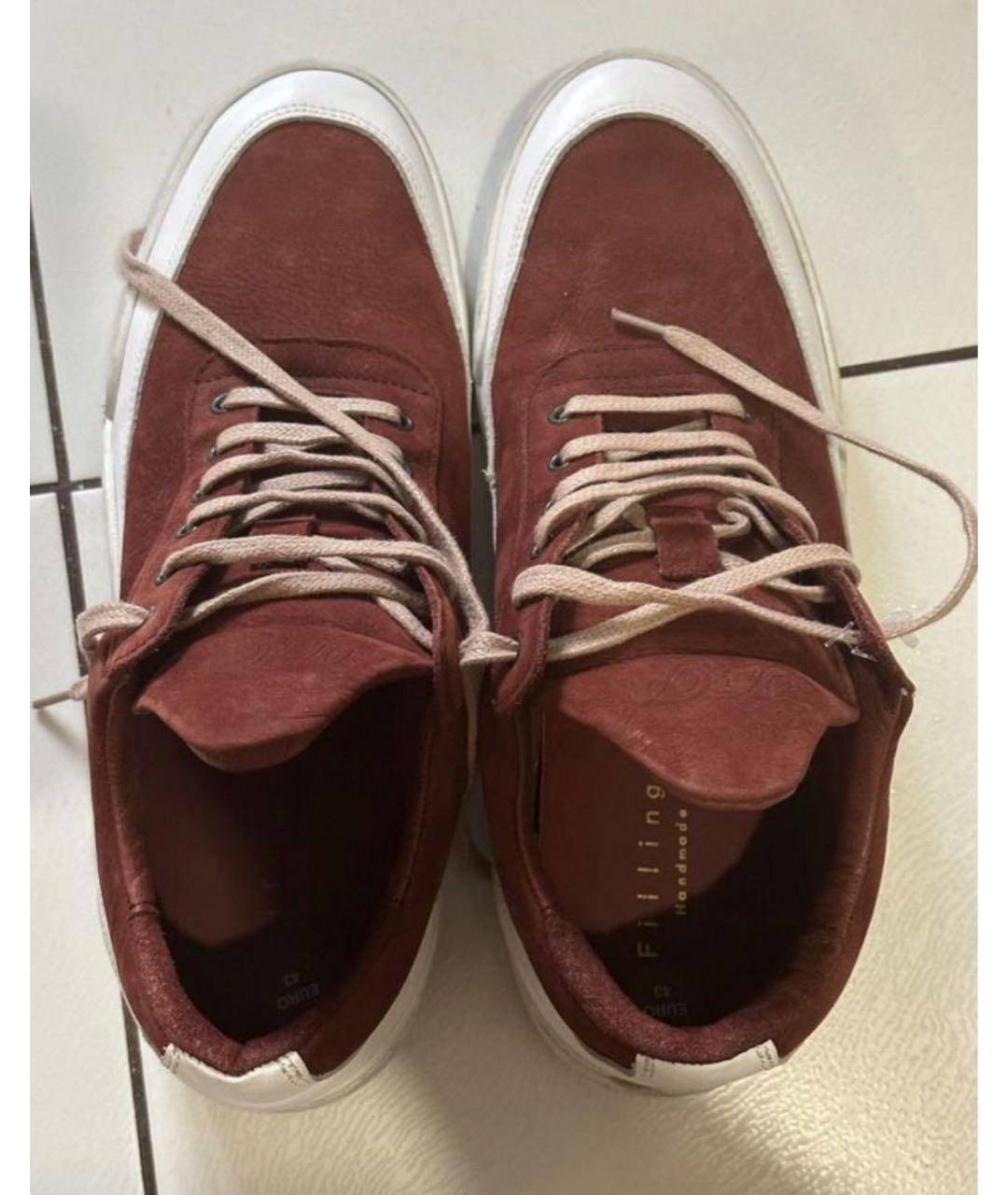 Filling pieces Бордовые кожаные низкие кроссовки / кеды, фото 7