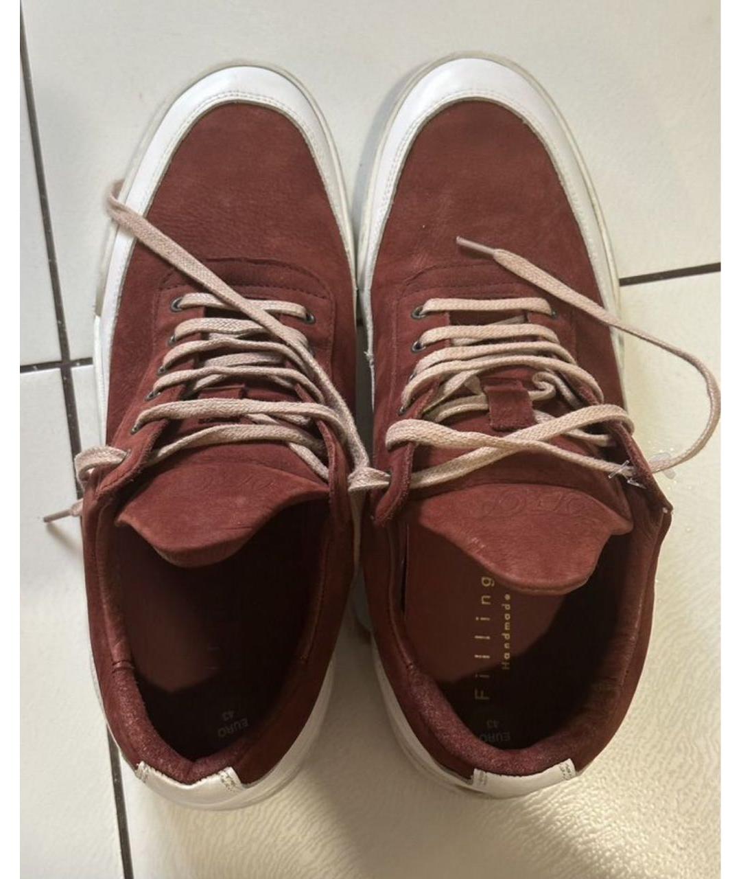 Filling pieces Бордовые кожаные низкие кроссовки / кеды, фото 3