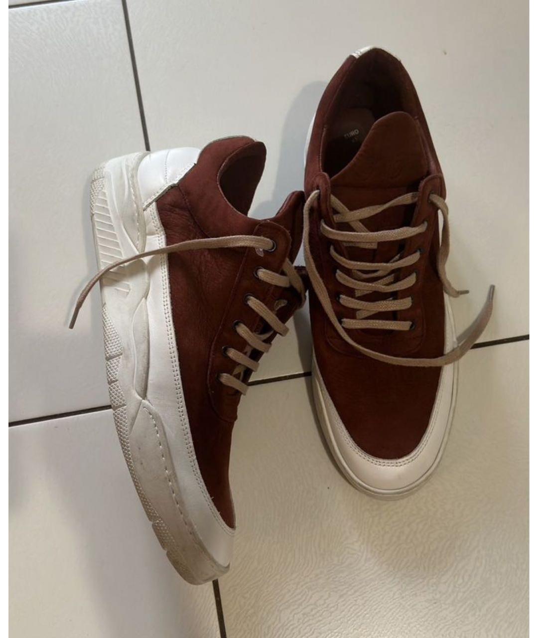 Filling pieces Бордовые кожаные низкие кроссовки / кеды, фото 6