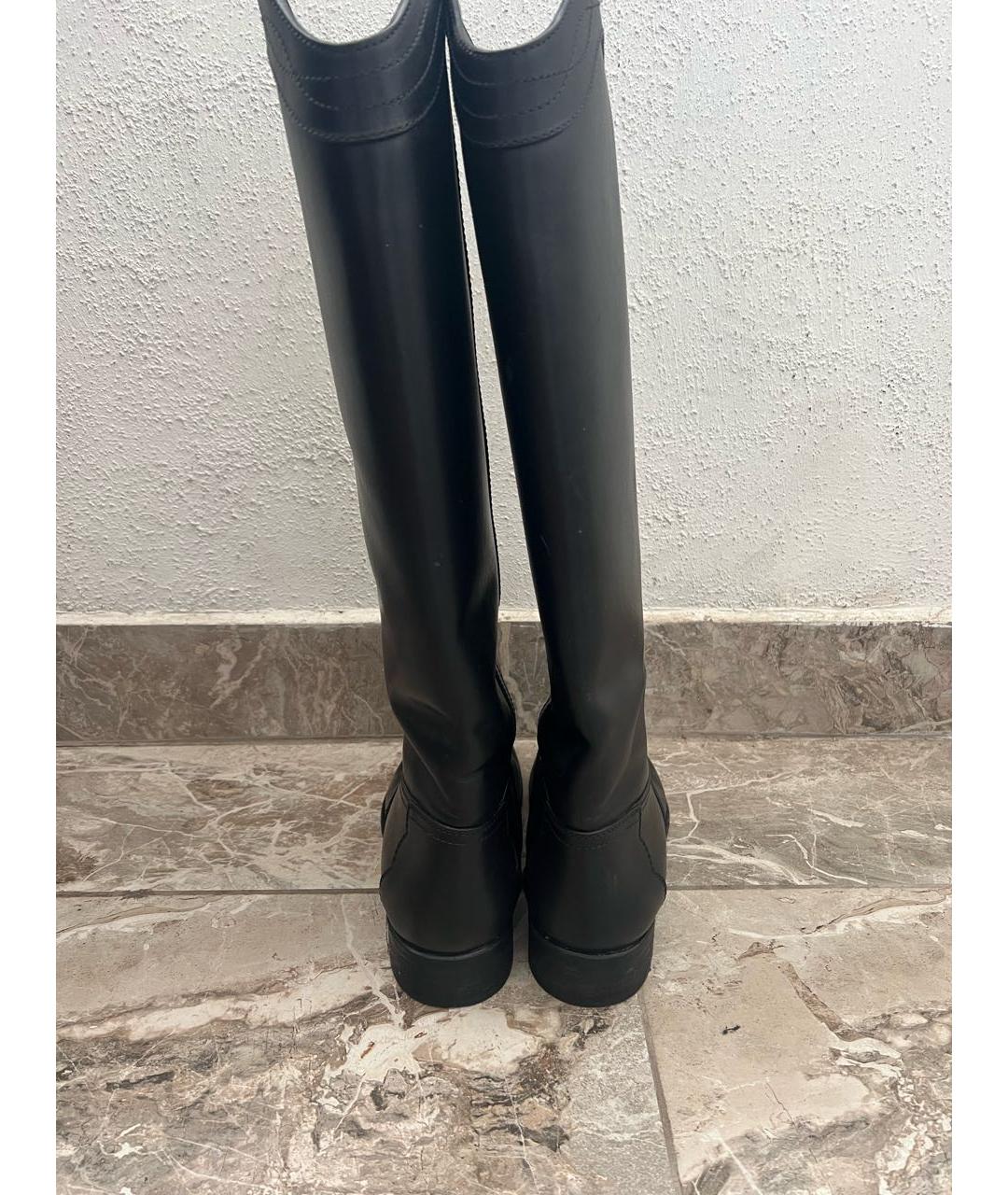 SAINT LAURENT Черные кожаные сапоги, фото 4