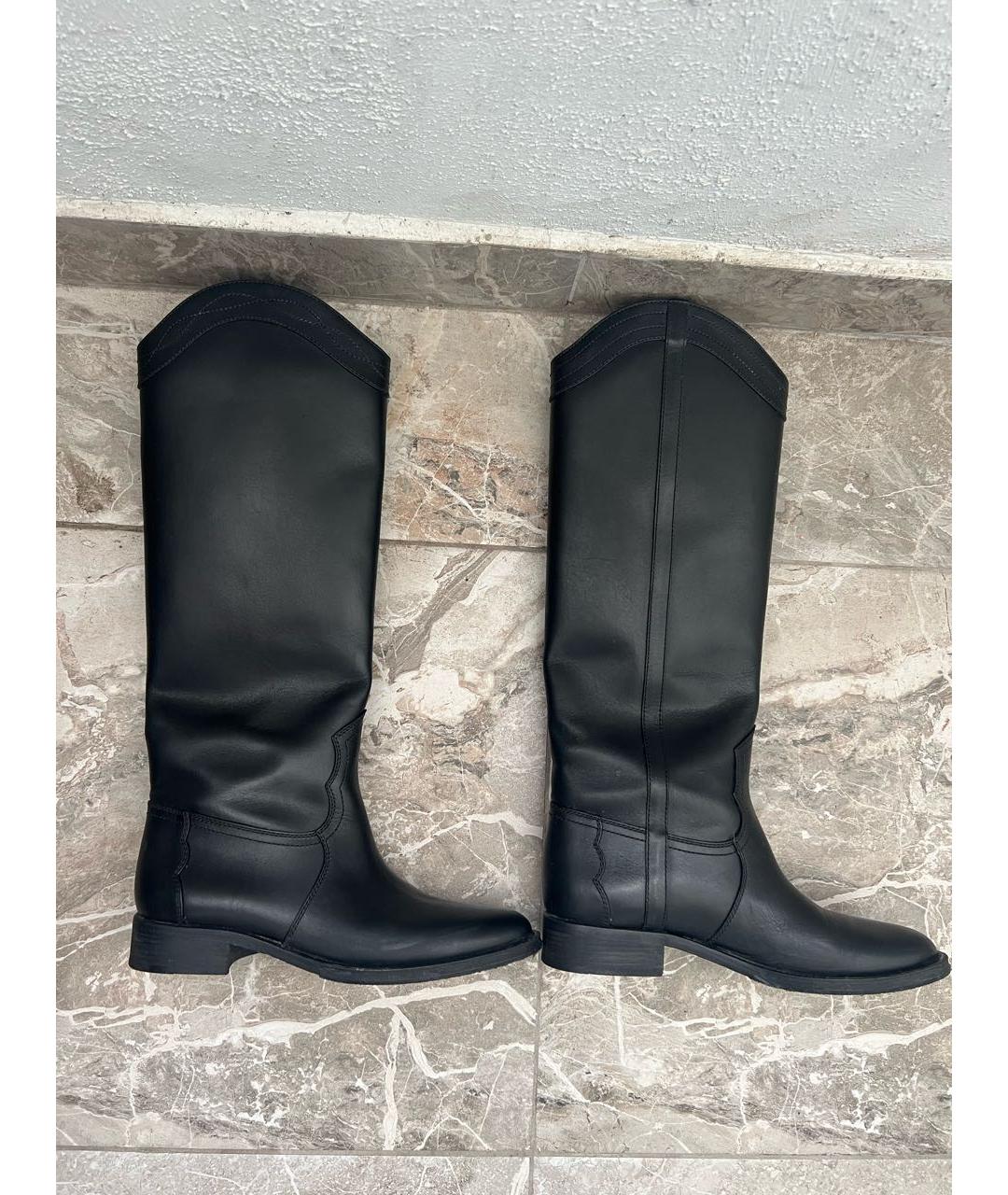 SAINT LAURENT Черные кожаные сапоги, фото 6