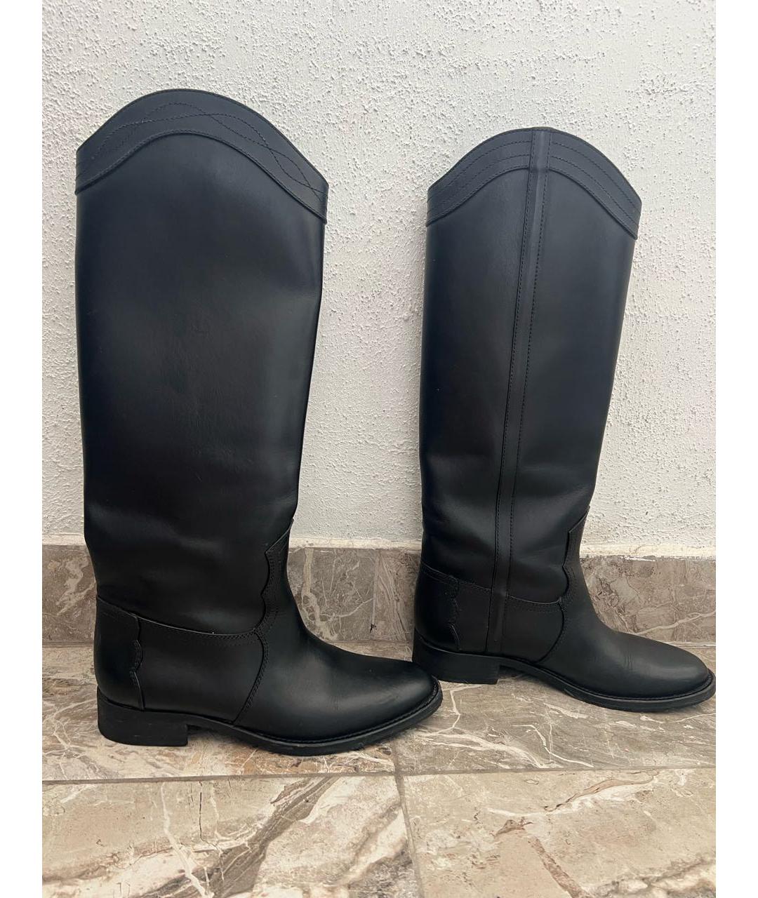 SAINT LAURENT Черные кожаные сапоги, фото 5
