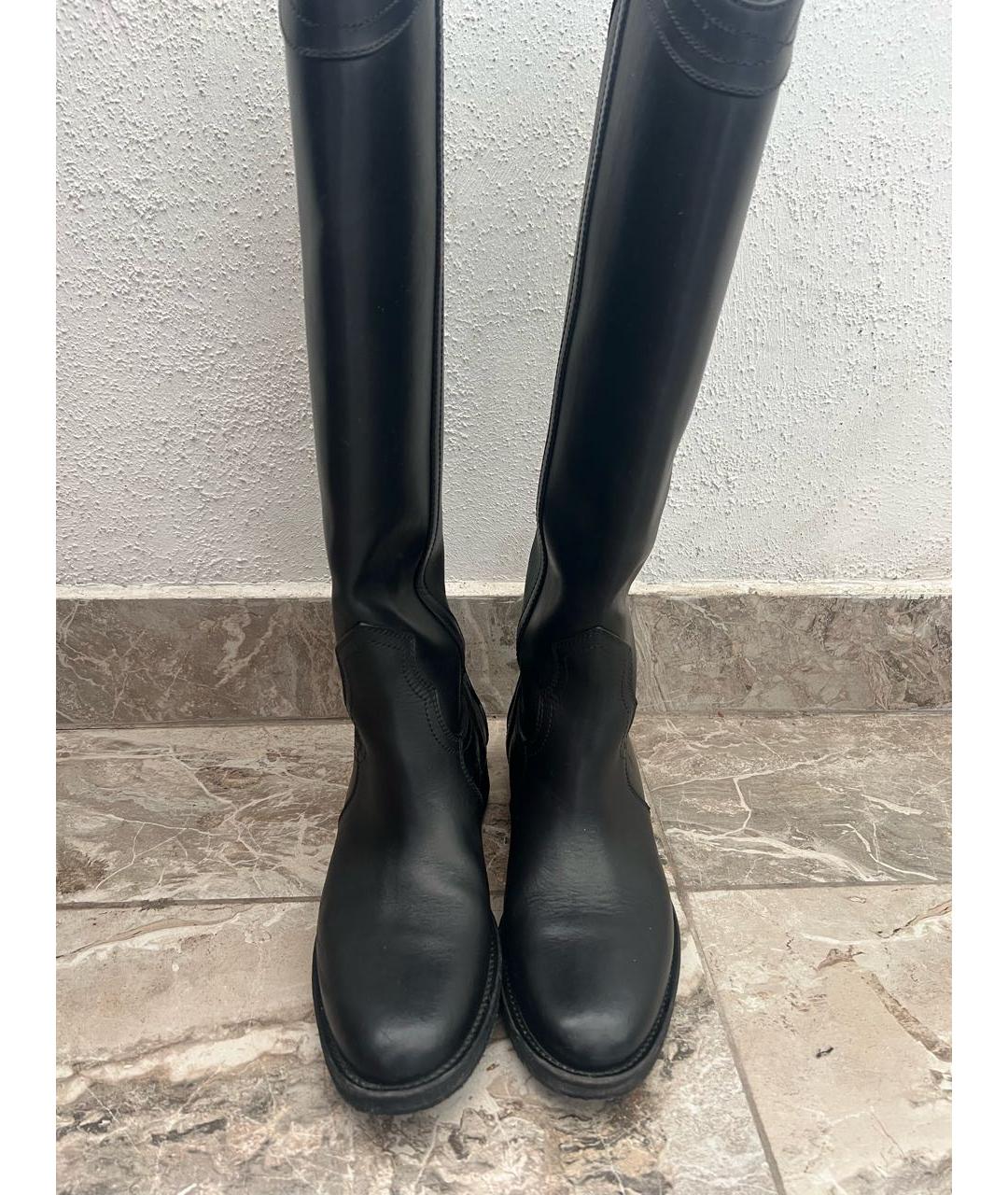 SAINT LAURENT Черные кожаные сапоги, фото 2