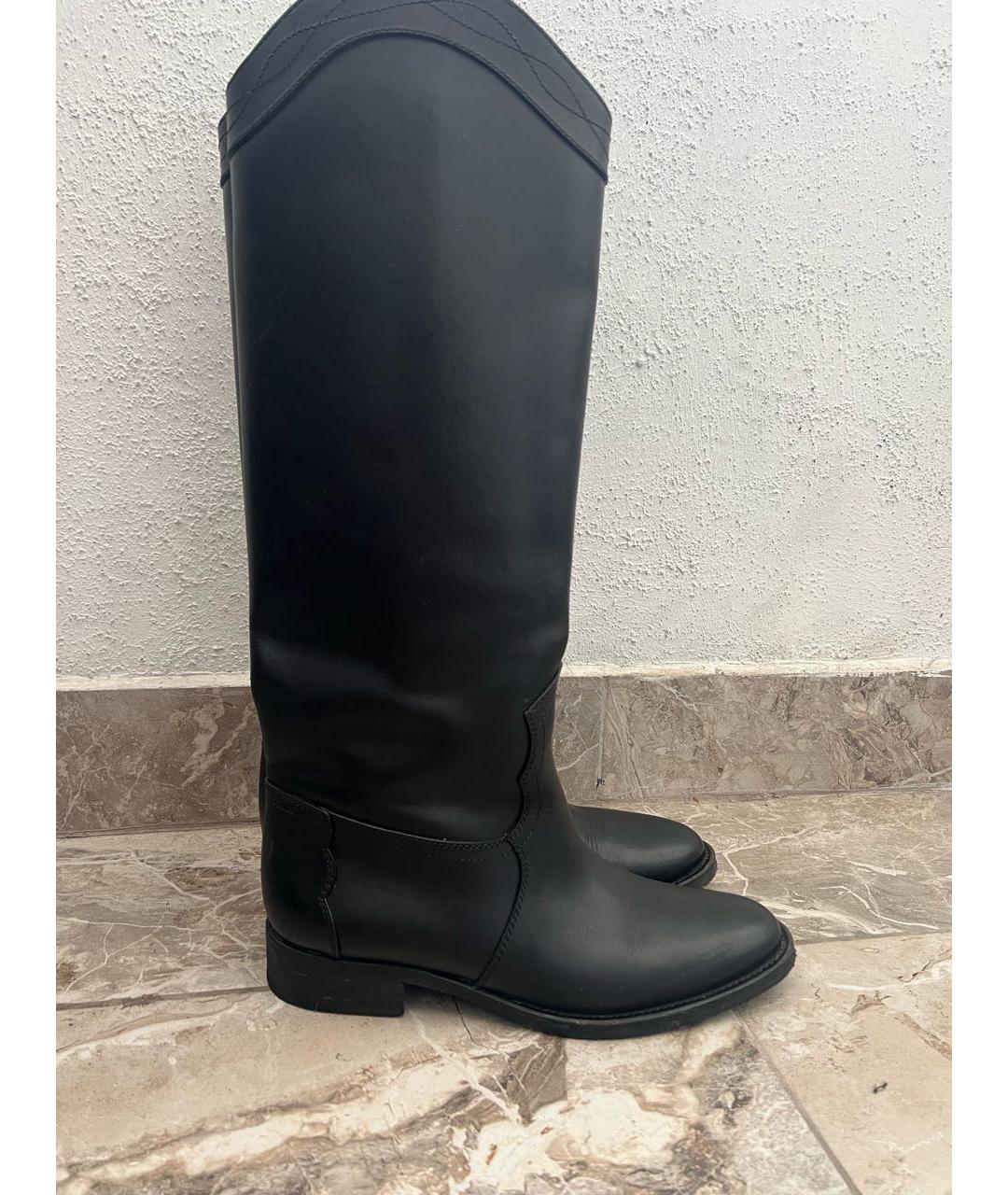 SAINT LAURENT Черные кожаные сапоги, фото 7