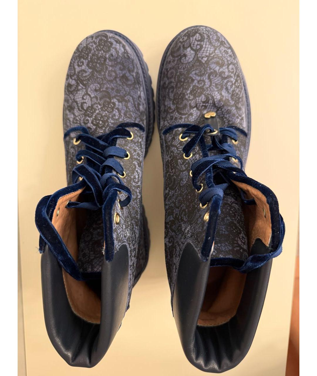 TWIN-SET Синие кожаные ботинки, фото 3