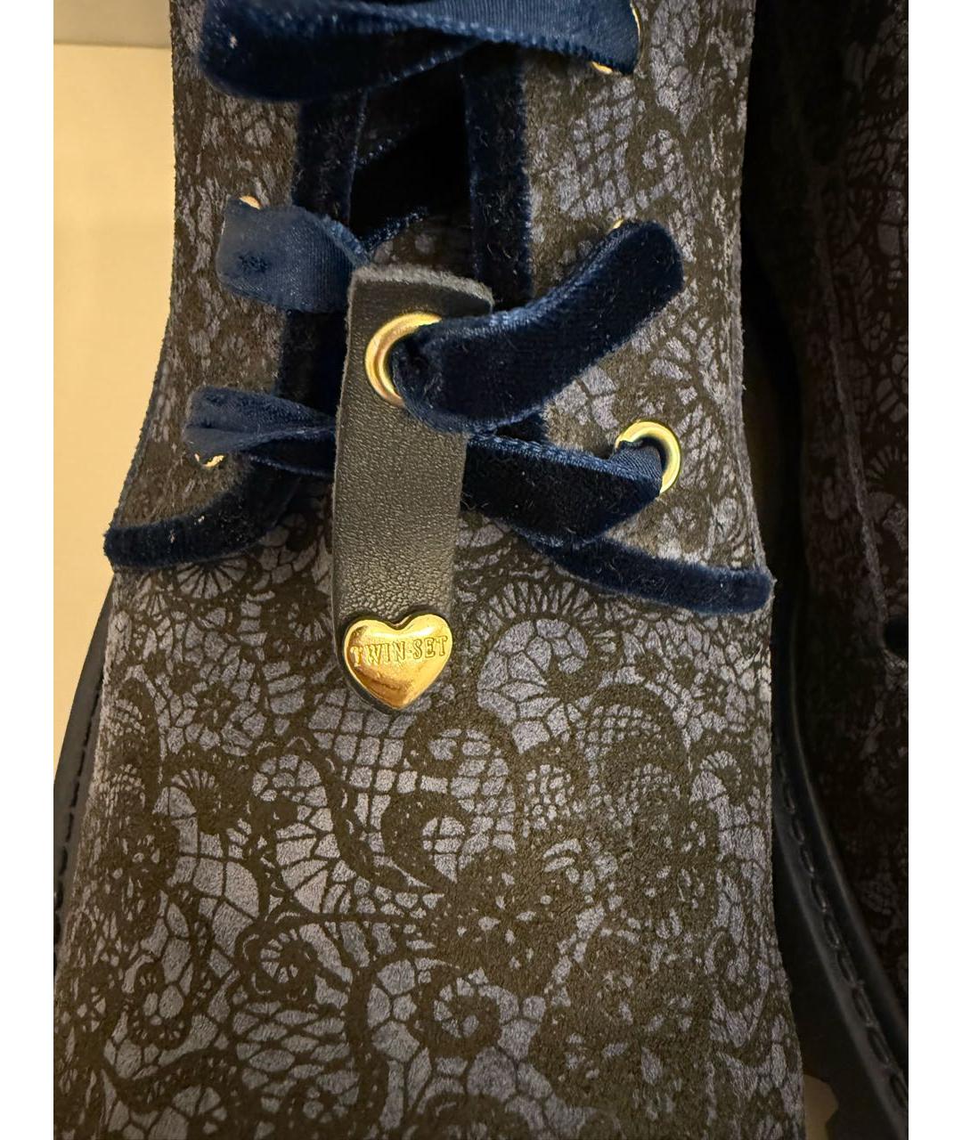 TWIN-SET Синие кожаные ботинки, фото 6