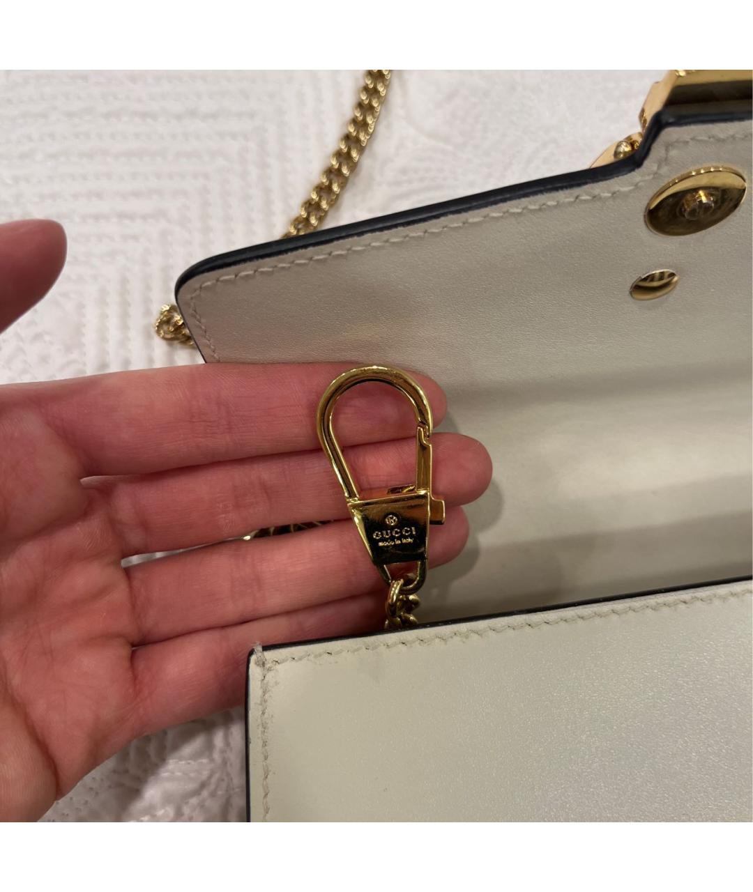 GUCCI Белая кожаная сумка через плечо, фото 7