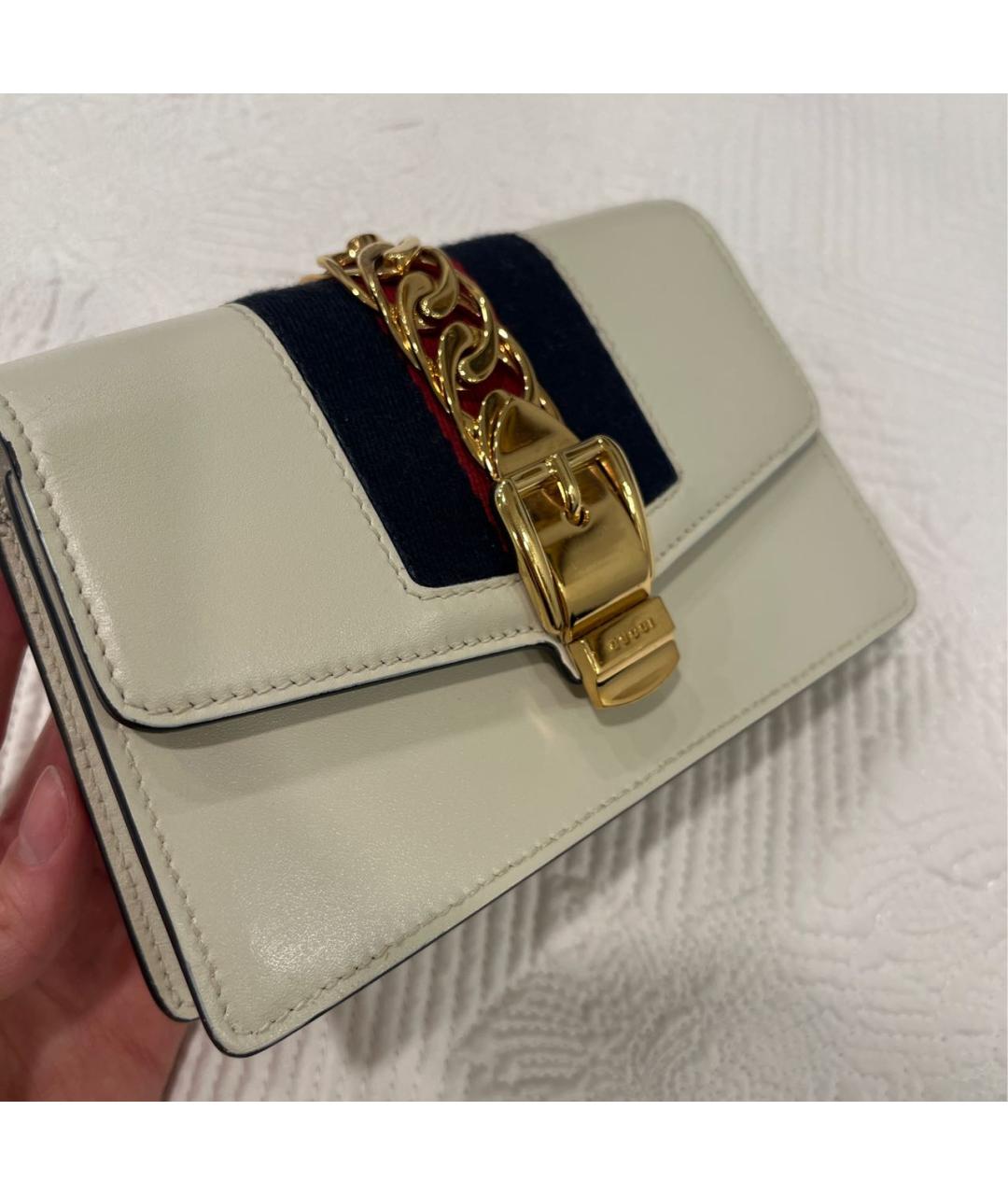 GUCCI Белая кожаная сумка через плечо, фото 4