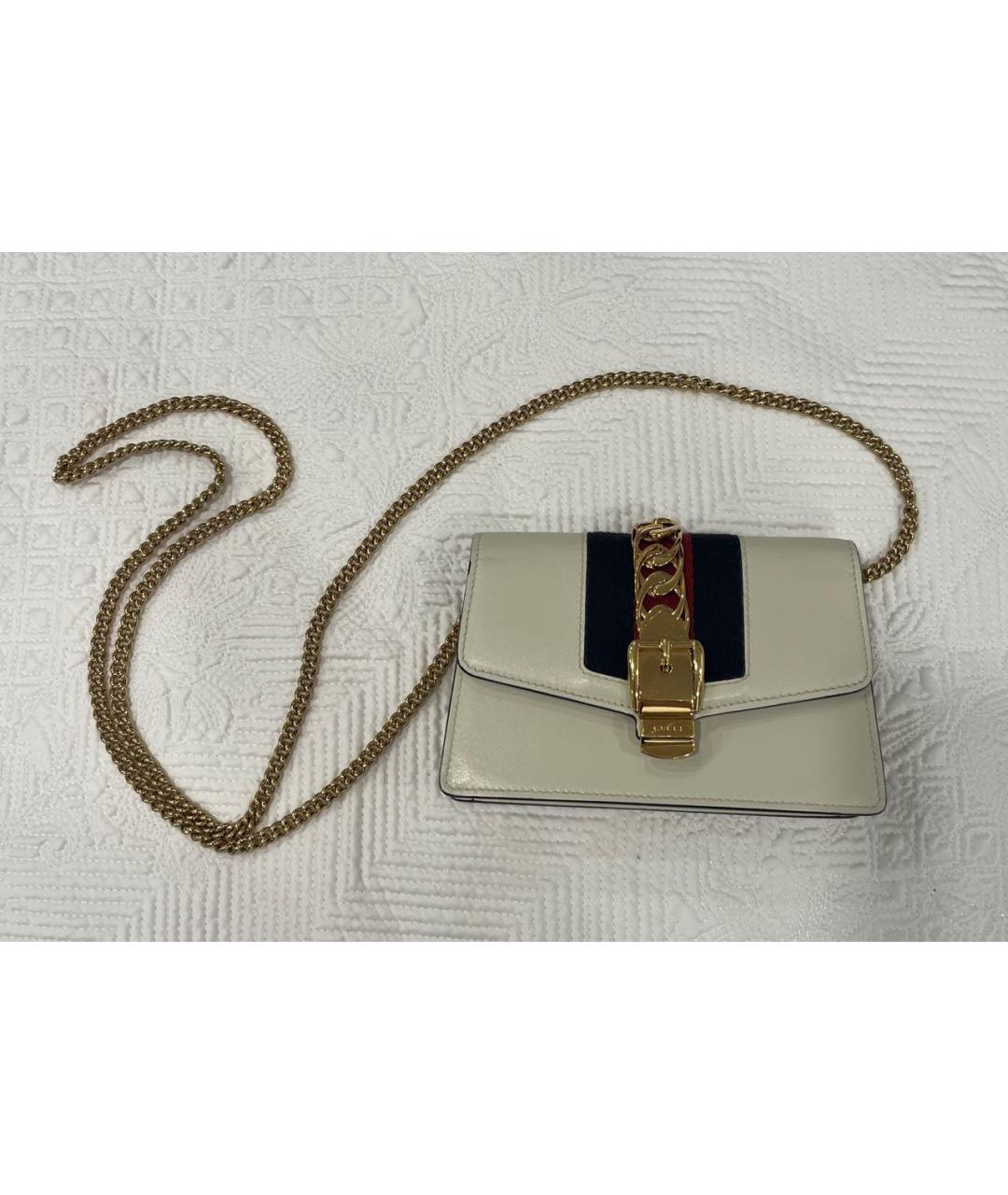 GUCCI Белая кожаная сумка через плечо, фото 8