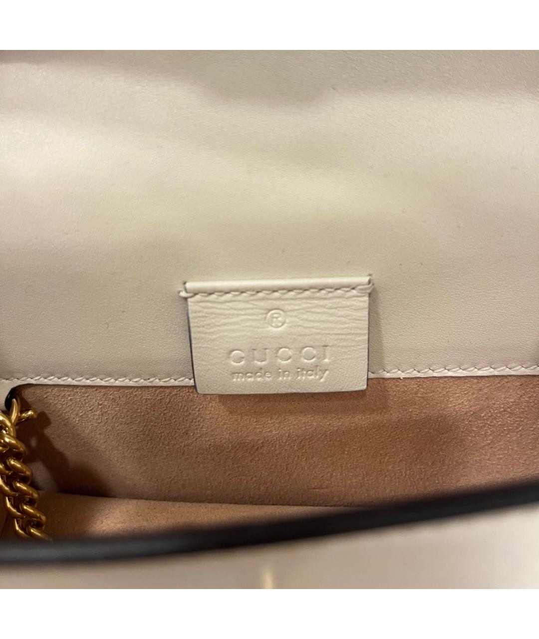 GUCCI Белая кожаная сумка через плечо, фото 6