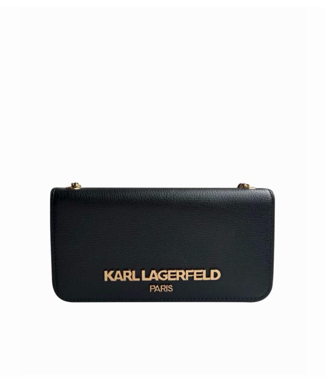 KARL LAGERFELD Черная кожаная сумка через плечо, фото 9
