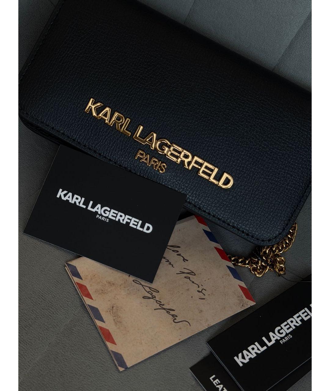 KARL LAGERFELD Черная кожаная сумка через плечо, фото 5