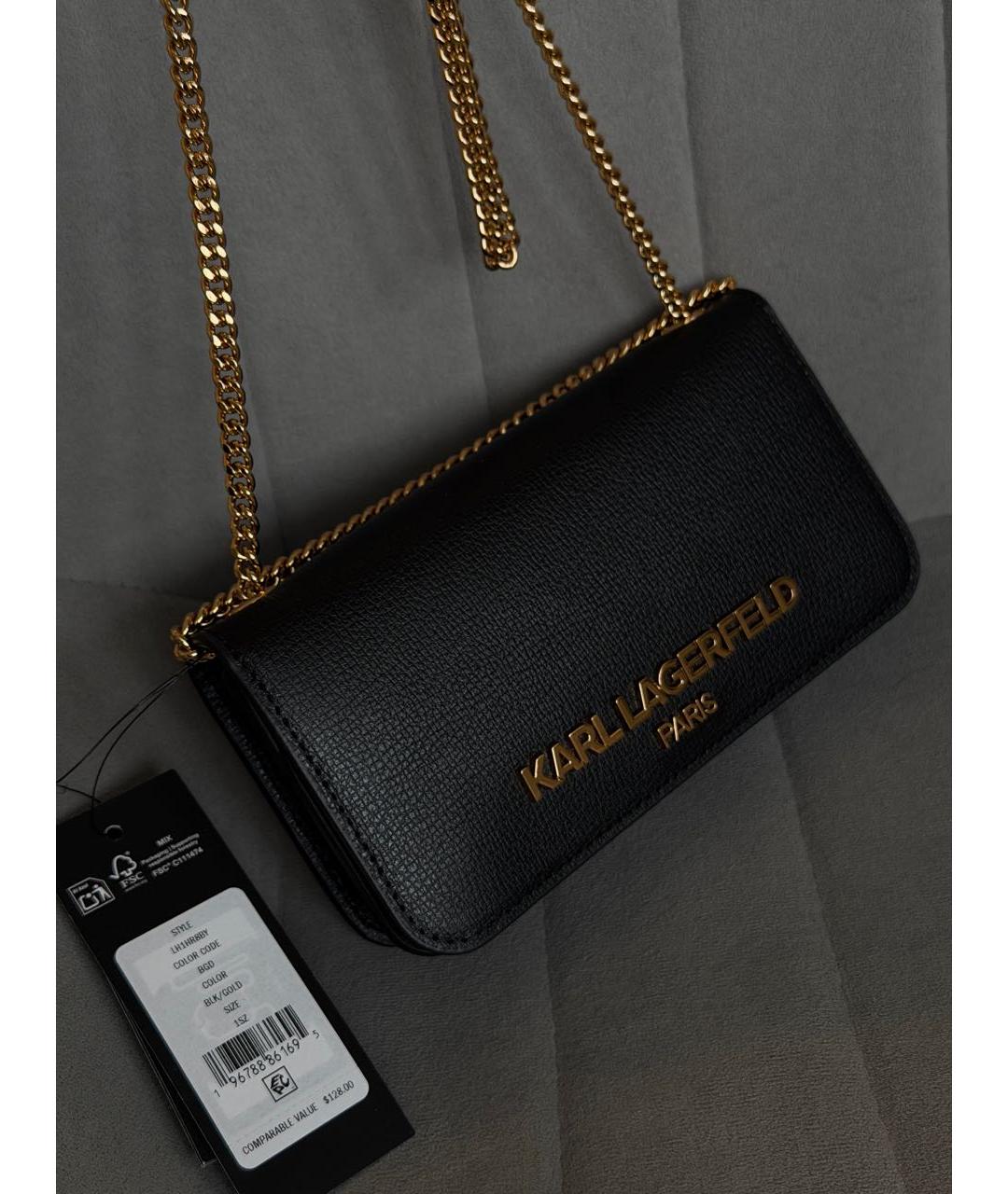 KARL LAGERFELD Черная кожаная сумка через плечо, фото 2