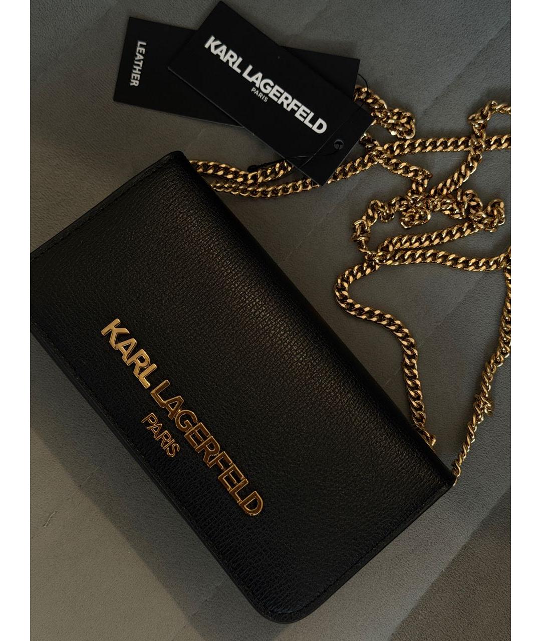 KARL LAGERFELD Черная кожаная сумка через плечо, фото 8