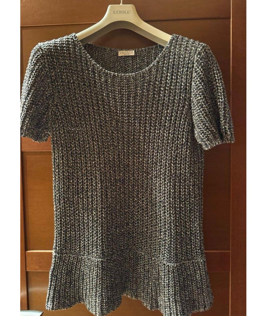 BRUNELLO CUCINELLI Антрацитовый хлопковый джемпер / свитер, фото 6