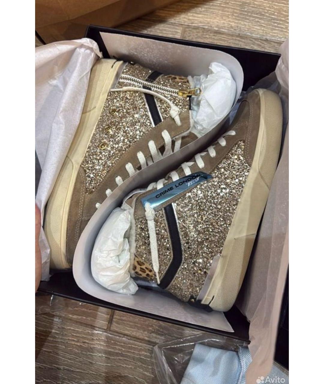 CRIME LONDON Золотые нубуковые кеды, фото 3