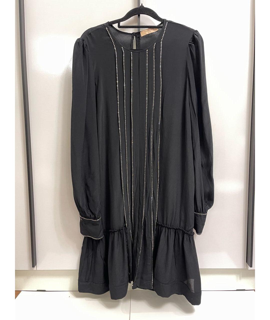 TWIN-SET Черное вискозное вечернее платье, фото 6