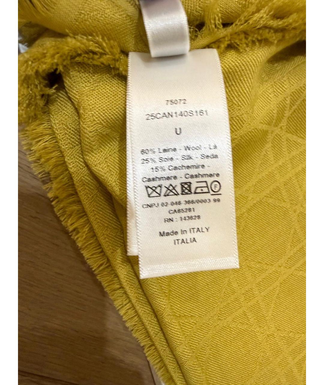 CHRISTIAN DIOR Горчичный шерстяной платок, фото 3