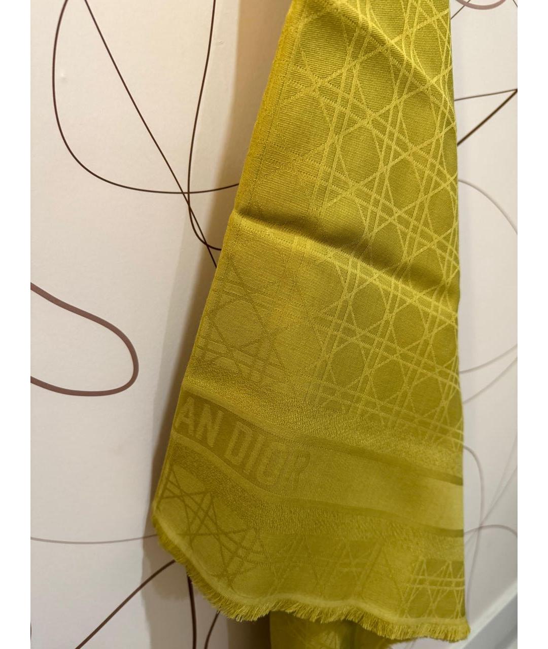 CHRISTIAN DIOR Горчичный шерстяной платок, фото 5