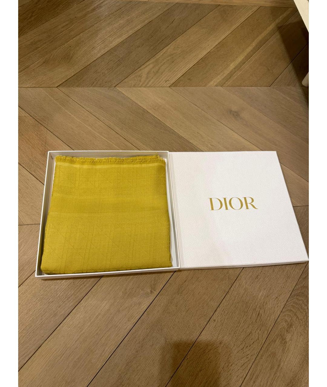 CHRISTIAN DIOR Горчичный шерстяной платок, фото 6