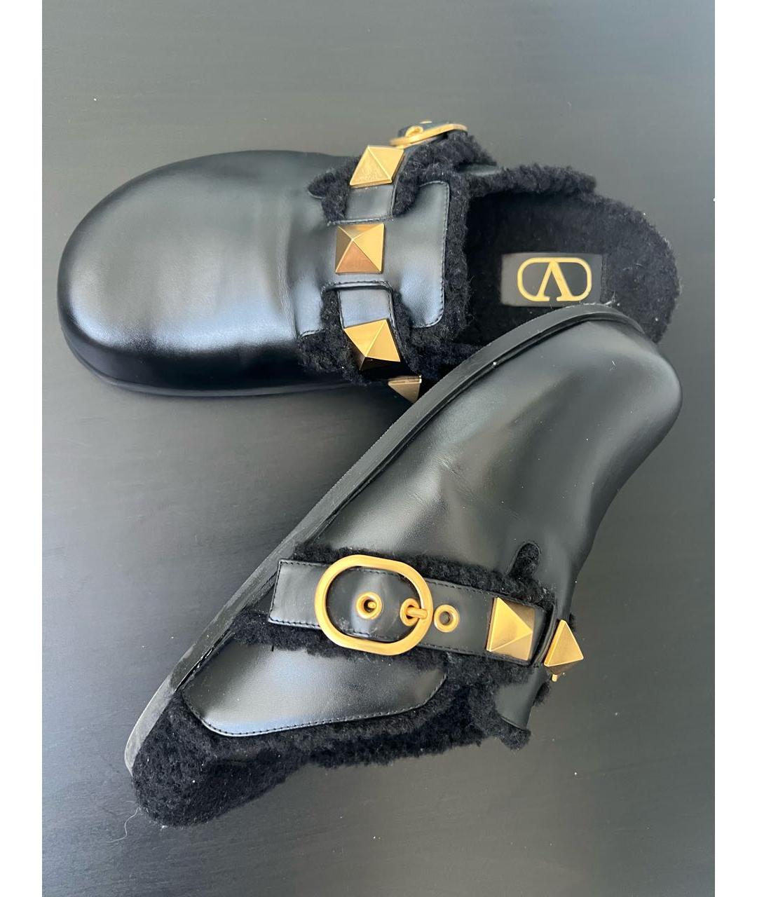 VALENTINO Черные кожаные мюли, фото 6