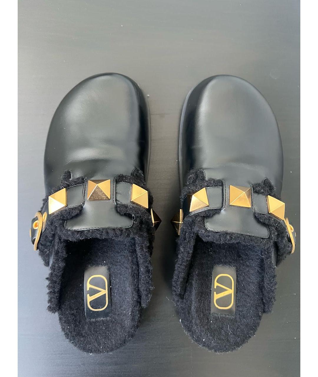 VALENTINO Черные кожаные мюли, фото 5