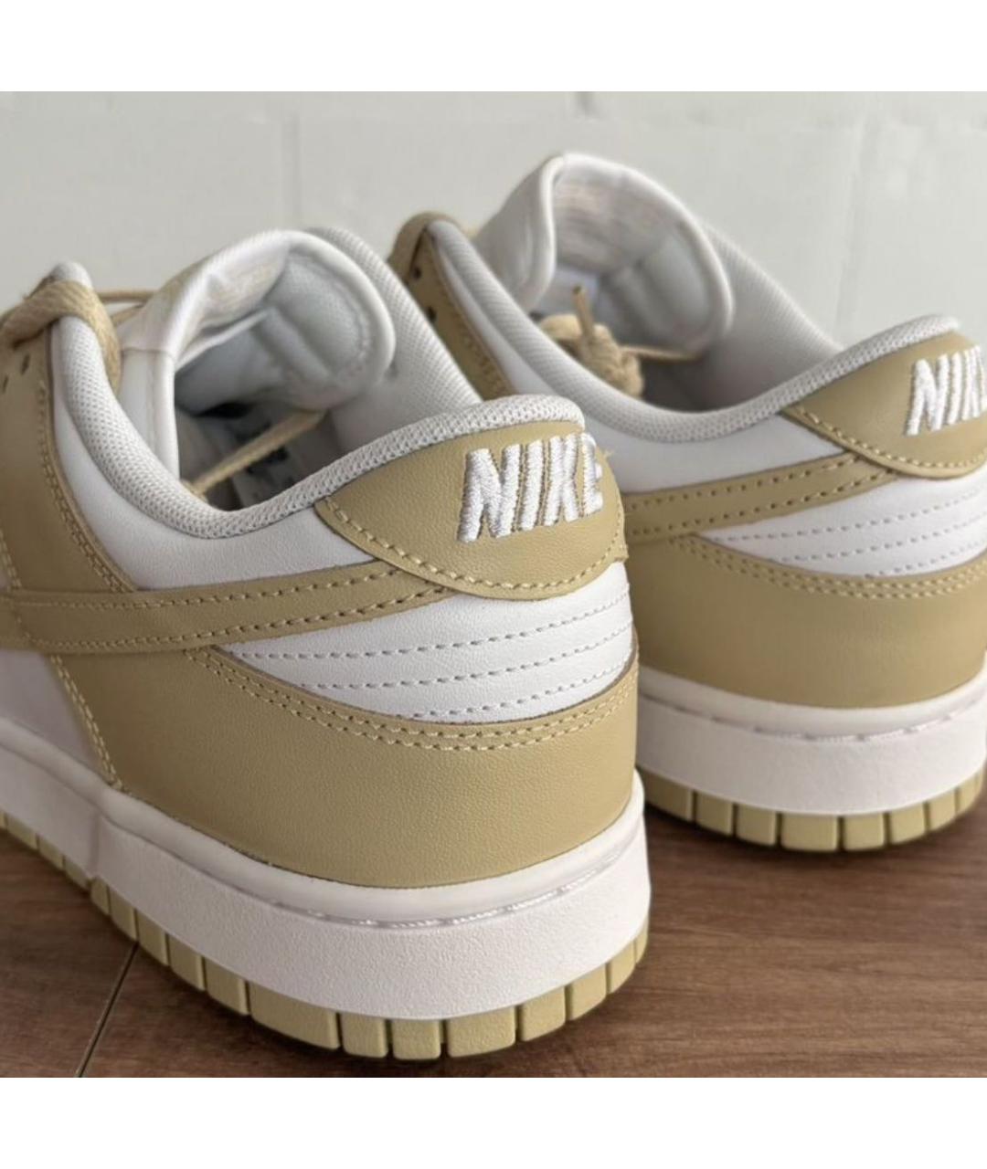 NIKE Бежевые кожаные низкие кроссовки / кеды, фото 3