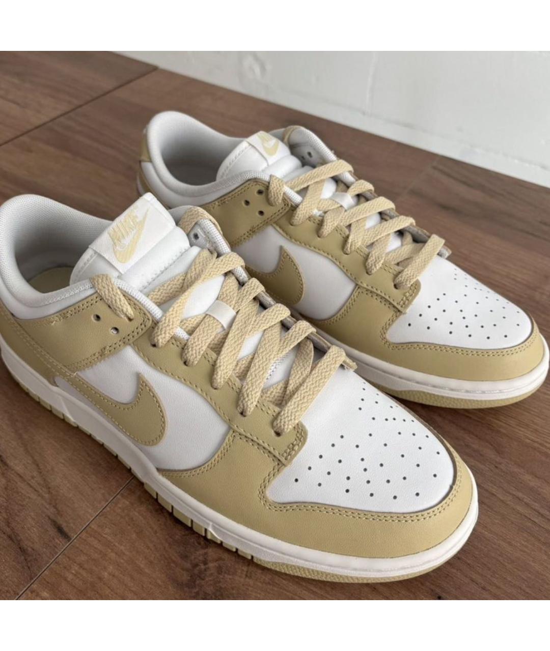 NIKE Бежевые кожаные низкие кроссовки / кеды, фото 2