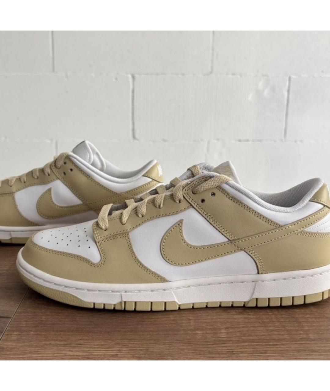 NIKE Бежевые кожаные низкие кроссовки / кеды, фото 4