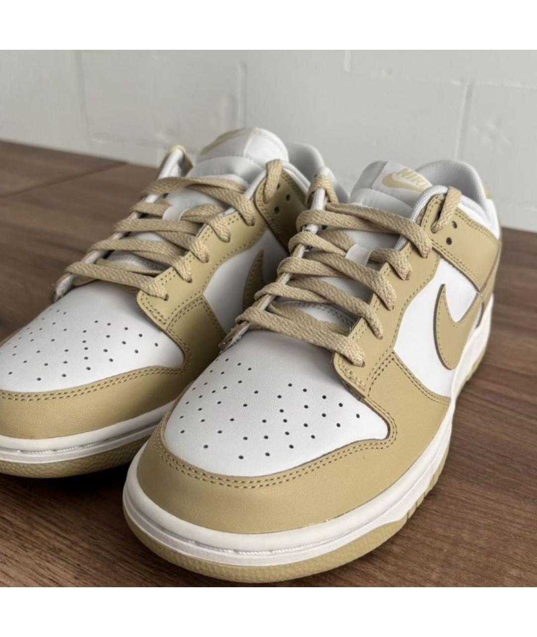 NIKE Бежевые кожаные низкие кроссовки / кеды, фото 5