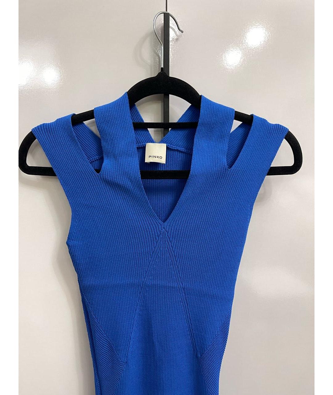 PINKO Синее вискозное повседневное платье, фото 4
