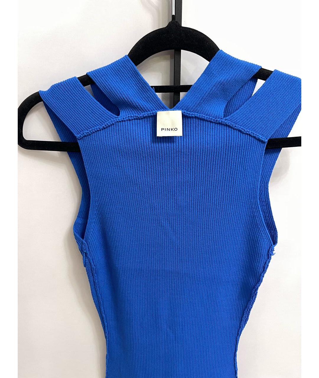 PINKO Синее вискозное повседневное платье, фото 3