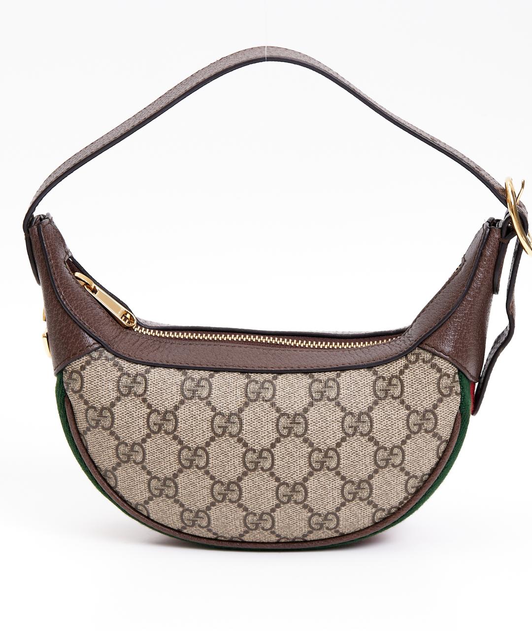 GUCCI Коричневая тканевая сумка с короткими ручками, фото 4